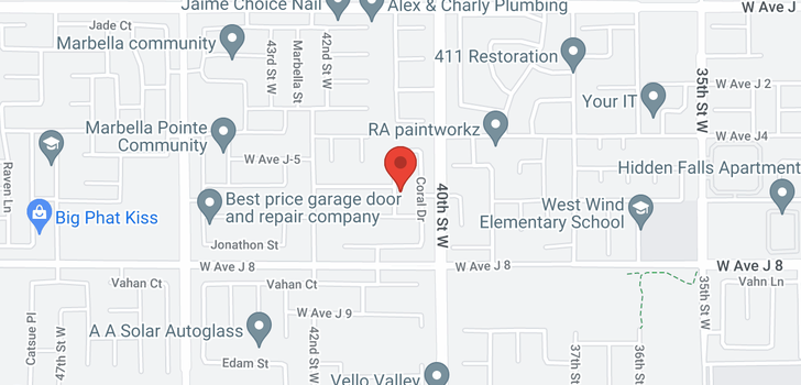 map of 44112 Westridge Lancaster, CA 93536